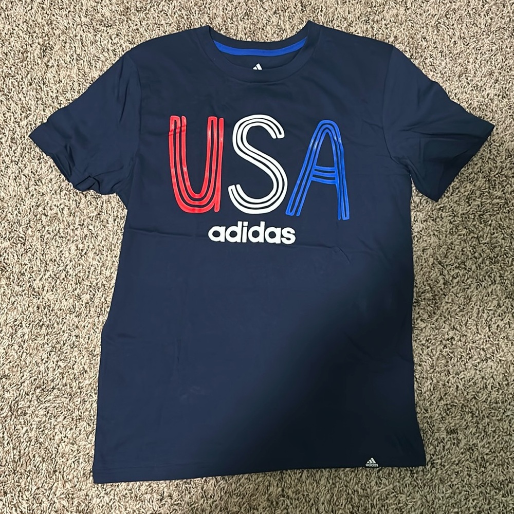 [NWOT] Adidas USA Tee Navy - Kid’s Large